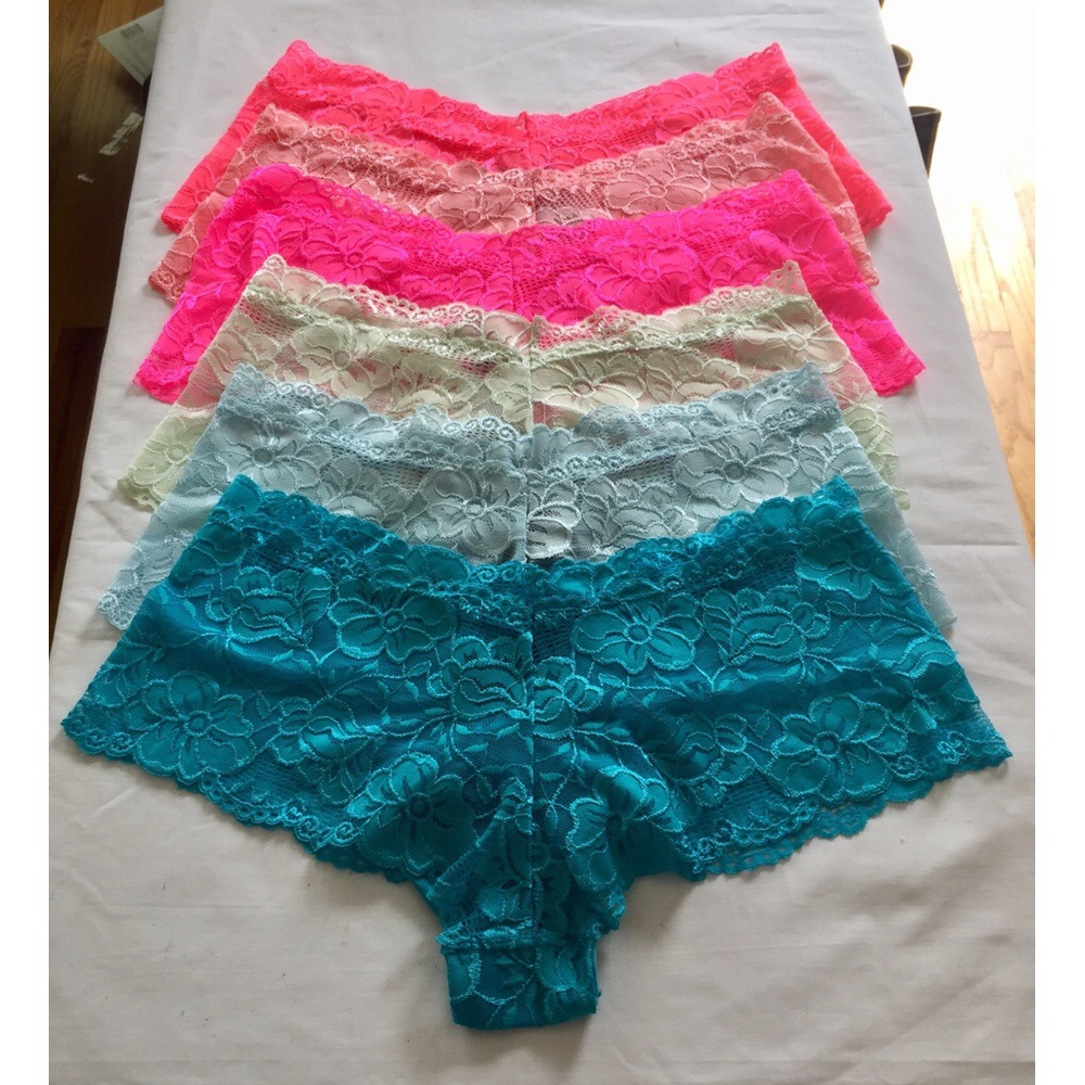 Set of 6 René Rofé Plus 1X 2X Cheeky Lace Boyshort